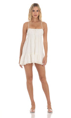 Front Tie Babydoll Dress in White