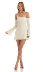 Glitter Strappy Party Dress in White
