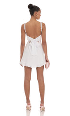 Lace Strap Open Back Dress in White