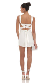 Satin Wrap Bodycon Dress in White