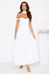 The Style Spotlight Off Shoulder Maxi Dress White