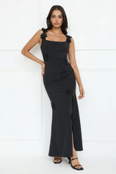 Moonlight Veil Maxi Dress Black