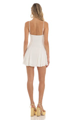 Lace Flare Mini Dress in White