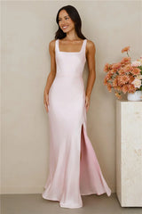 The Evelina Satin Maxi Dress Pink