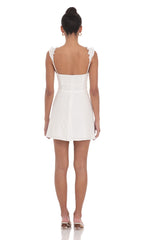Ruffle Strap A-line Dress in White