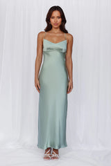 The Samara Satin Maxi Dress Sage