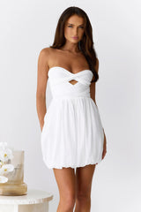 Lover In Lisbon Strapless Bubble Mini Dress White