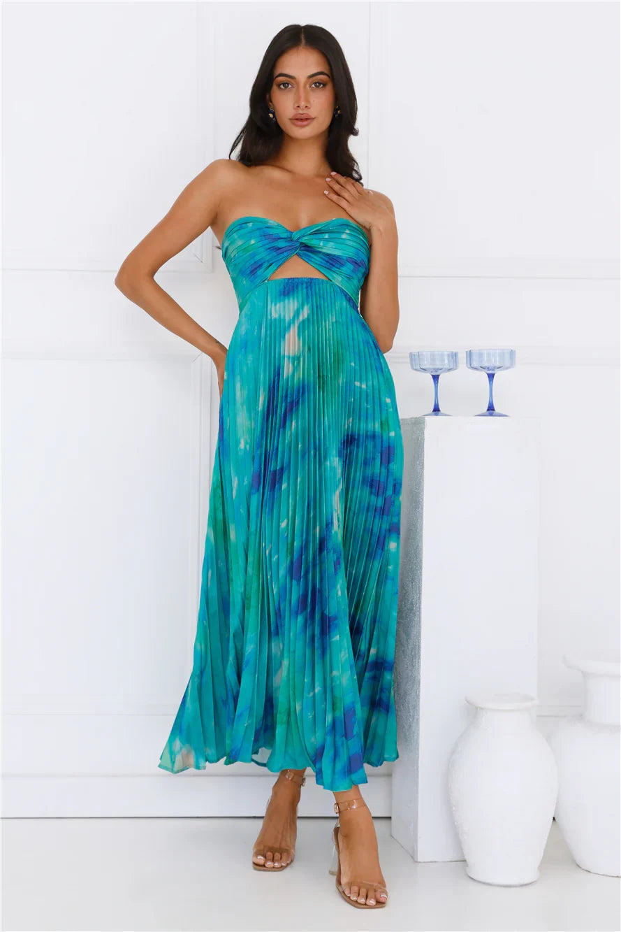 Twist And Turn Strapless Maxi Dress Green