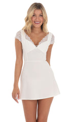 Lace Sleeve Dress in White