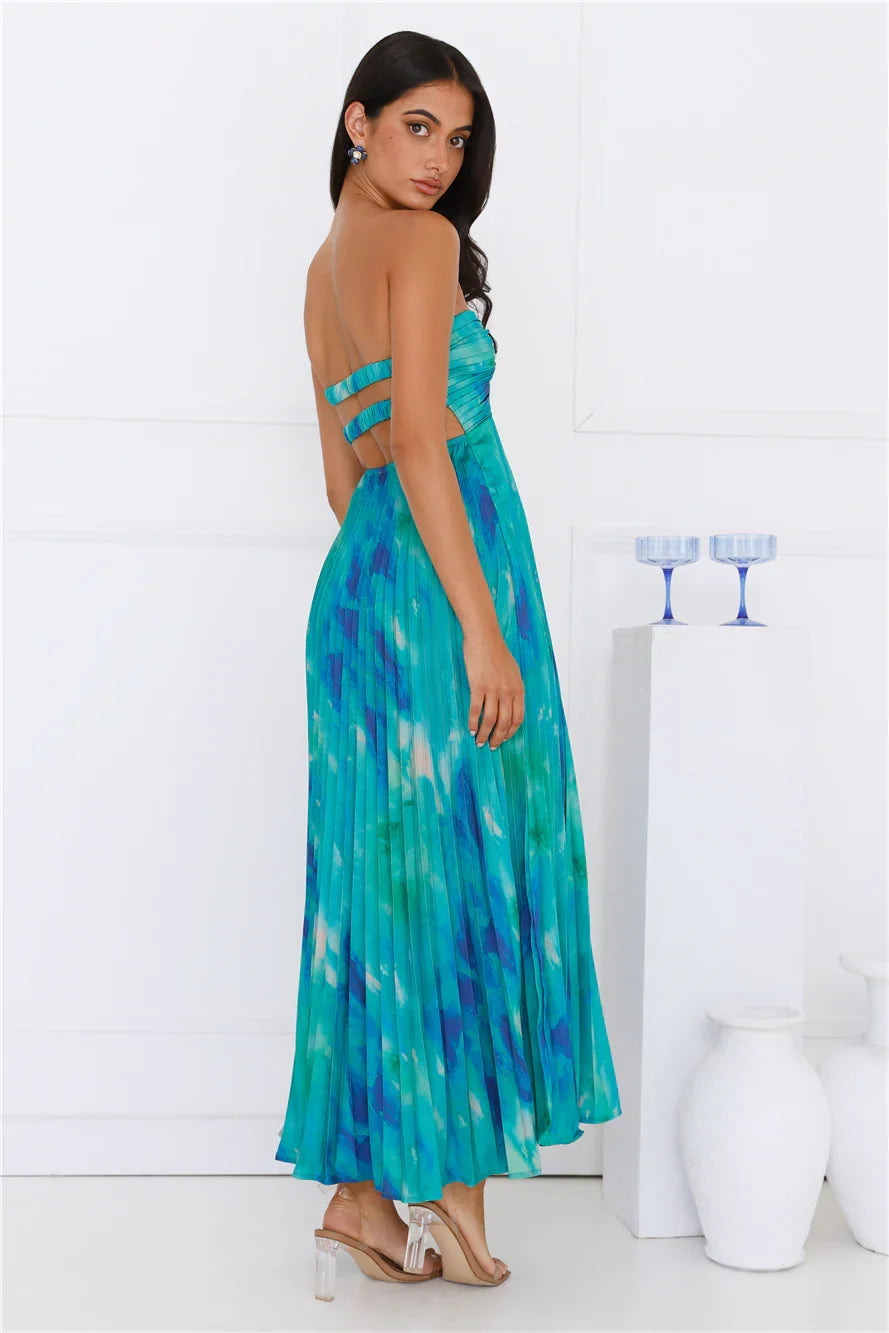 Twist And Turn Strapless Maxi Dress Green